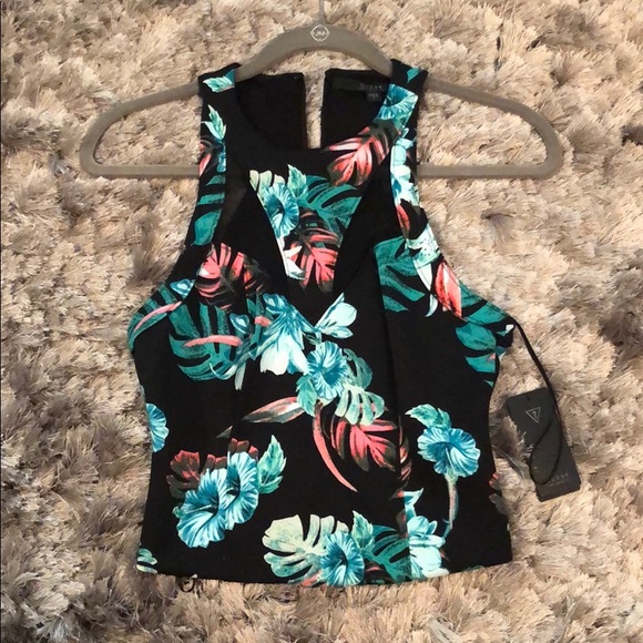 Guess Mesh Insert Racerback Top - Picture 2 of 4